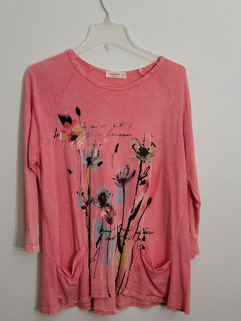 Jes & Jane Coral-Pink Floral Pocket Tunic